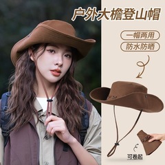大きい頭の周りのレトロな西部のカウボーイの帽子の女性の新型の屋外の登山の男の茶色の大きいつばの日よけの漁師の帽子の日焼け止め
