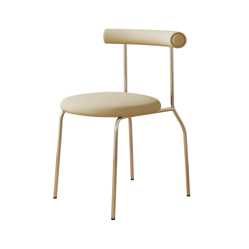 Electroplated Leg Minimalist Modern Coffee Shop Leisure Back Support Chair Household Living Room Bedroom Desk Leather Dining Chair