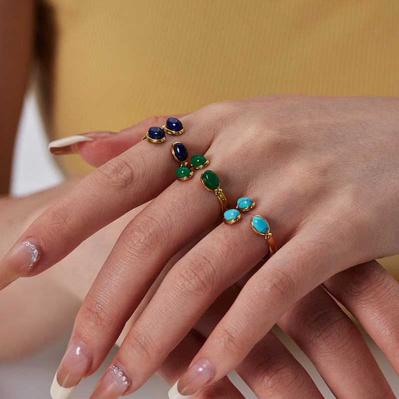 turquoise brand ring with stone stainless steel