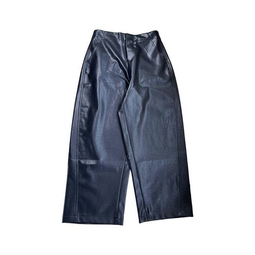 Fat mm slimming loose sickle pants autumn and winter new women's clothing protein leather fashionable casual nine-quarter leather pants