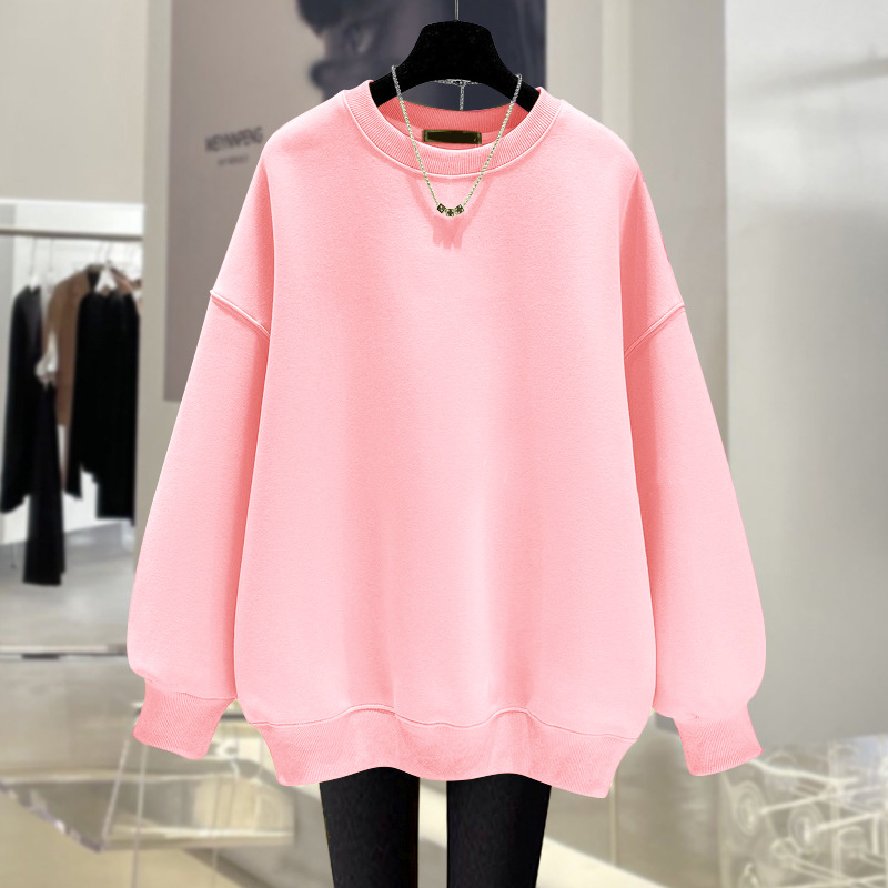 丸首にベルベットをつけて長袖のセーターを厚くした2023秋冬の新型韓国版の新しい内外にtシャツの女性の潮をかける