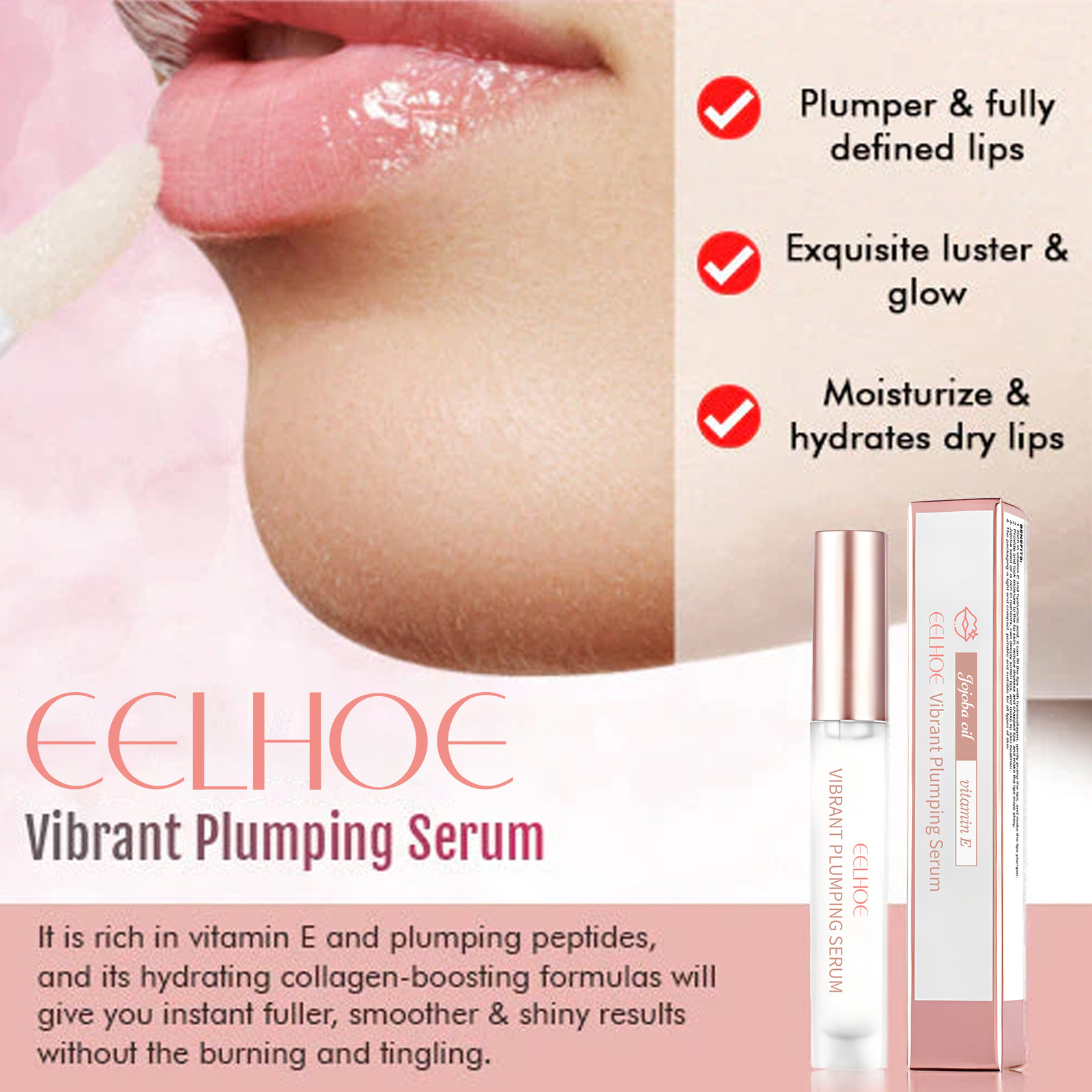 EELHOE Hydrateert, maakt de lippen voller, voorkomt uitdroging, verlicht liplijnen, hydrateert de lippen en verzorgt de huid._voghion.com