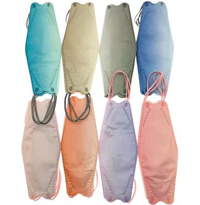 韓版kf94魚型漸變口罩水刺布印花幻彩四層立體防護KN95彩色耳袋