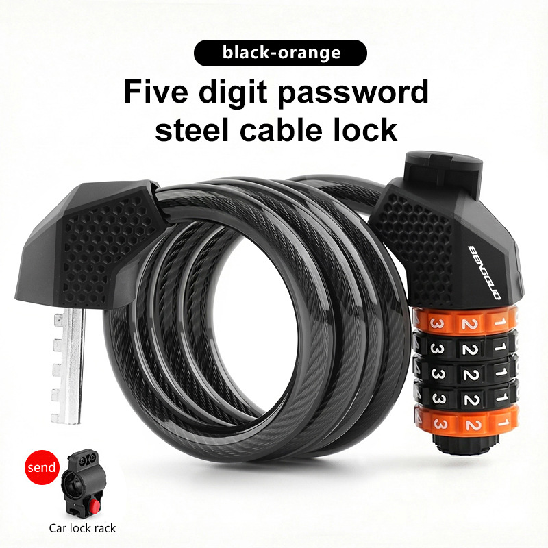 Mountain Electric Motorcycle Cable Road Bike Five-Digit Combination Cycling Anti-Theft Lock Thickened_voghion.com