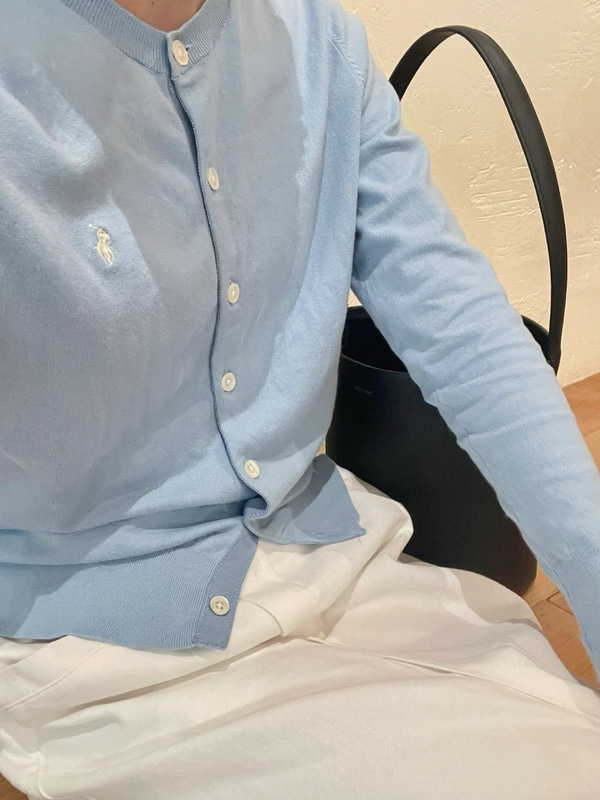 【原版原标可扫码】RL拉夫开衫针织灰色高级感圆领小马标女款上衣|undefined