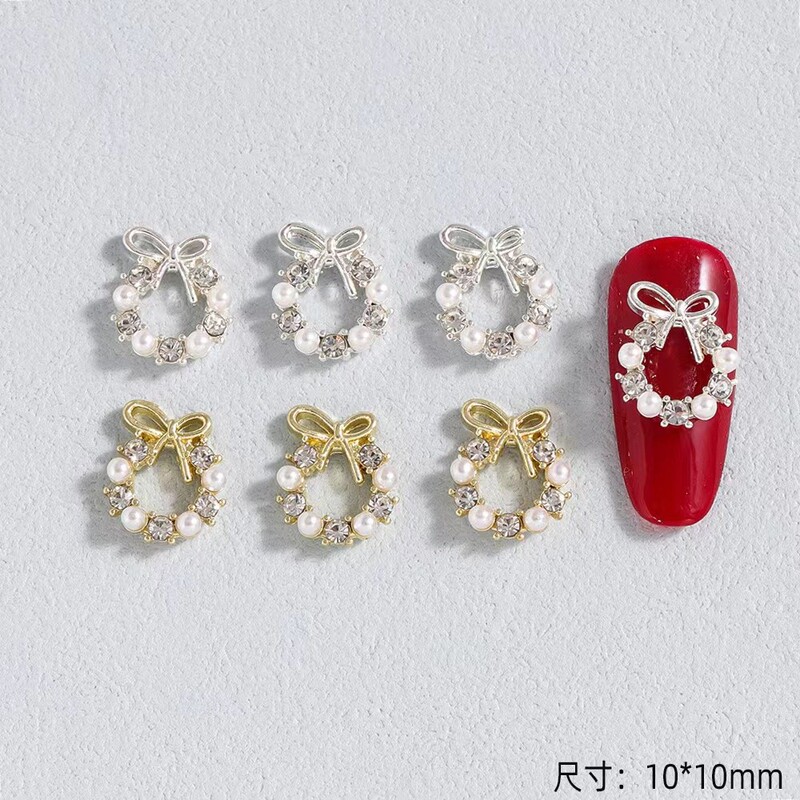 Internet Celebrity New Pearl Garment Jewelry Japanese Bow Zircon Super Flash Light Luxury Simple Nail Decoration Wholesale