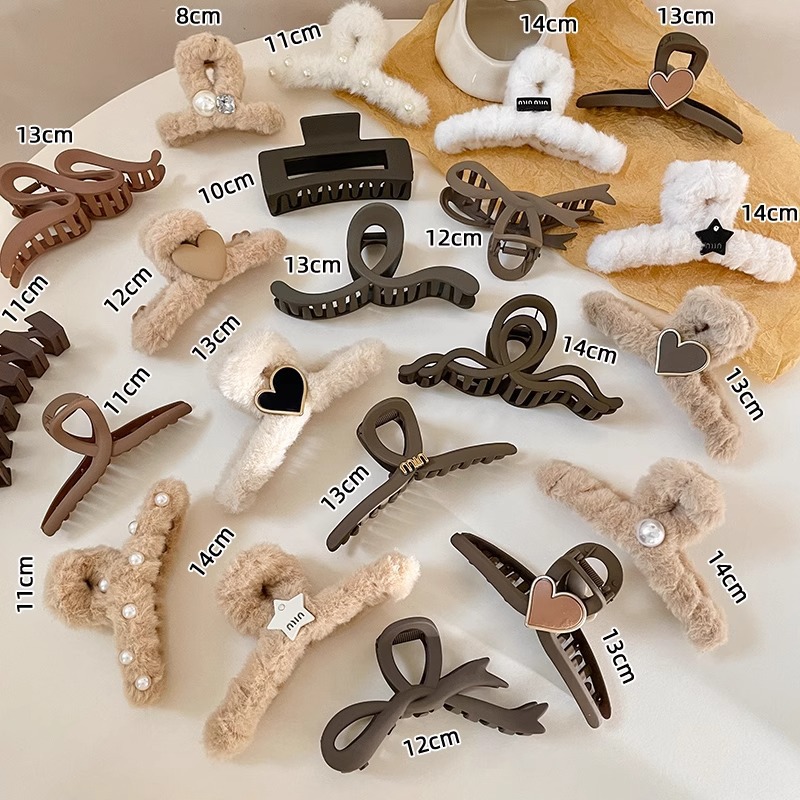 grip large hair volume barrettes autumn and winter high-grade sense back head updo shark clip hairware plush hairpin female