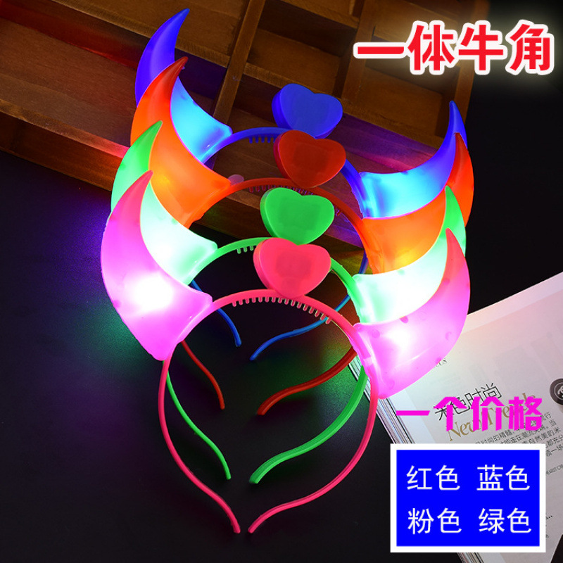 Concierto de apoyo accesorios luminosos toque de cabeza corn de ciervo corn de buey corn de cabello bandas de lámpara orejas de conejo corona al por mayor