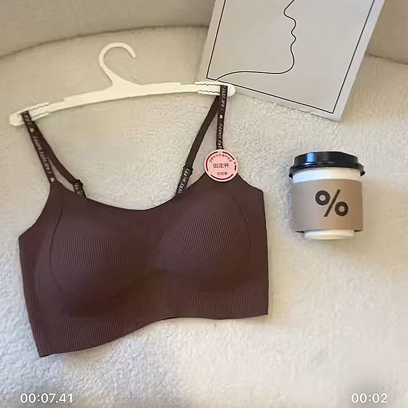 秋冬新款一体式固定杯提拉暖肌bra无痕聚拢字母美背内衣女文胸罩|undefined