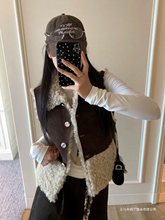 羊羔毛皮毛一体马夹秋冬新款好看毛毛无袖外套女保暖时尚个性马甲