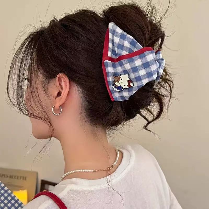 韩系布艺条纹撞色抓夹女高级感2025新款三角鲨鱼夹盘发夹子发饰夏|undefined