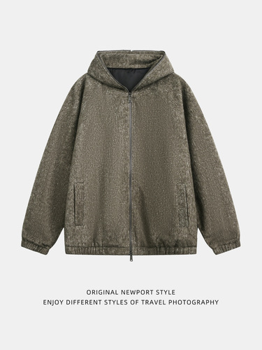 Mohair hooded coat, men's autumn and winter lazy woolen jacket, fashion brand, couples 'loose American retro sweaters q