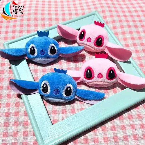 ins cartoon plush doll brooch Lilo and Stitch couple doll pin headband hair band doll accessories