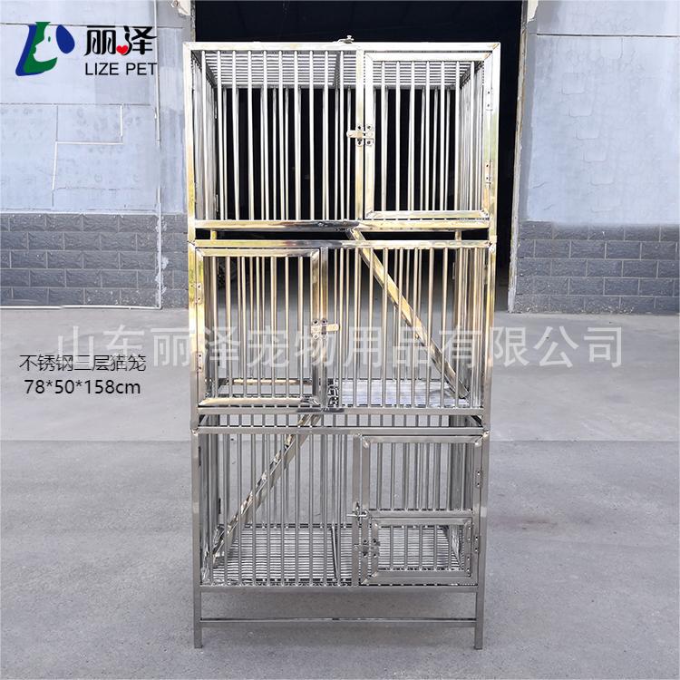 Jaula para perros y gatos con ruedas, bandeja recolectora, uso interior y exterior, acero inoxidable