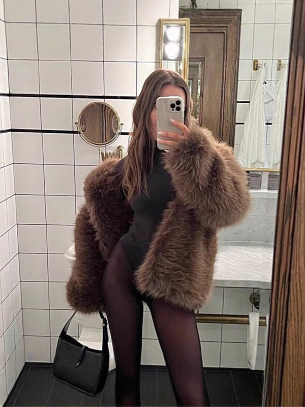 ヨーロッパとアメリカの新しい毛皮コートミッドレングスプラスサイズの女性のラペルフォックスファートカ人工毛 X0050|undefined