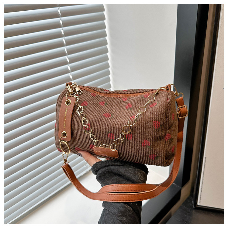 Korean version Instagram fashion cute girl pillow bag 2024 summer new simple casual corduroy single shoulder diagonal_voghion.com