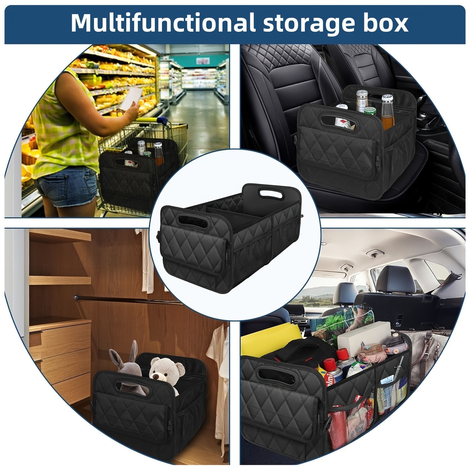 2025 New Large-Capacity Car Storage Box Trunk Storage Box Car Supplies Multi-Functional Organizer Box