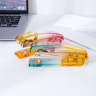 Mingqiang cross-border gradient acrylic No. 12 stapler rose gold arc stapler office supplies binding machine