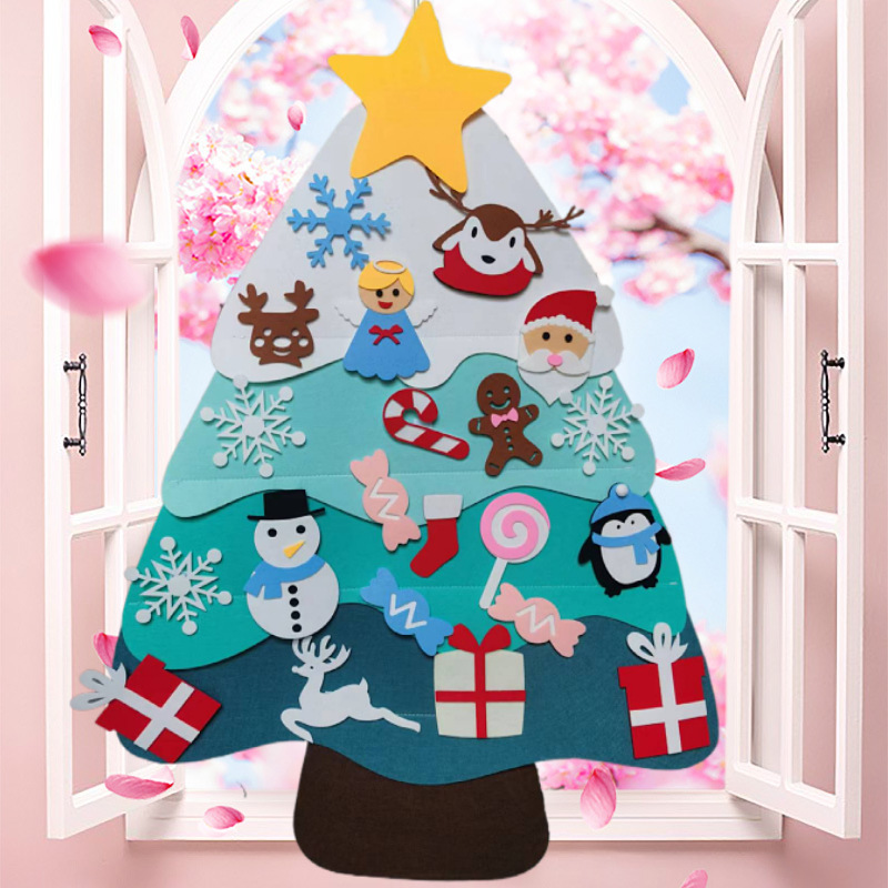 2022 Amazon nuevo fieltro árbol de navidad DIY empalme colgante de navidad decoración interior árbol de navidad