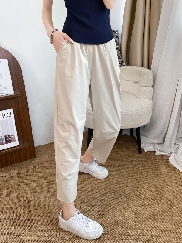 女性用速乾スポーツパンツ夏大きいサイズハイウエスト痩身ルーズ日焼け止めアイスシルクパンツ薄い9点ハーレムキャロットパンツ|undefined