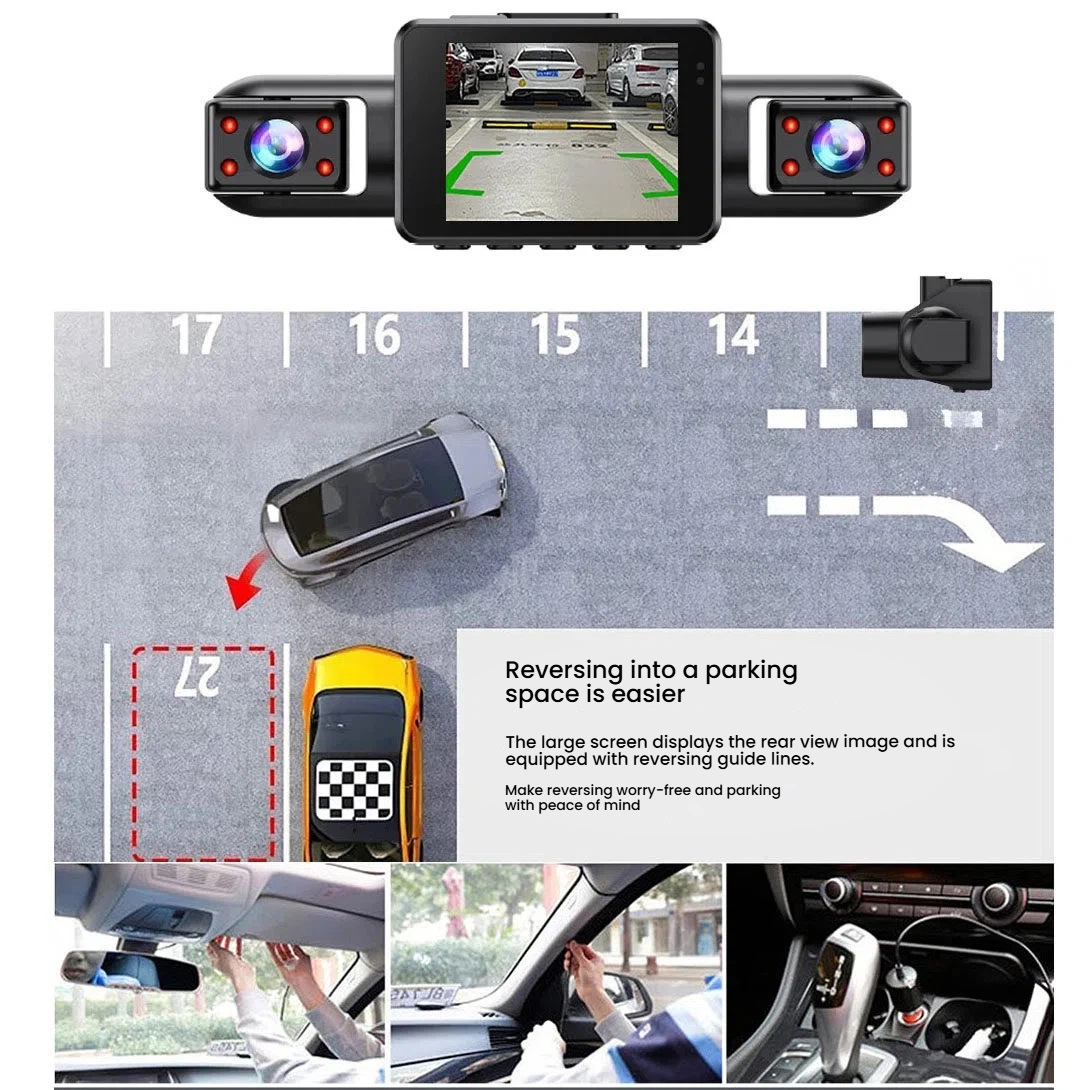 Four-lens 1080P dashcam with WiFi connectivity 2inch screen loop recording car panoramic recorder