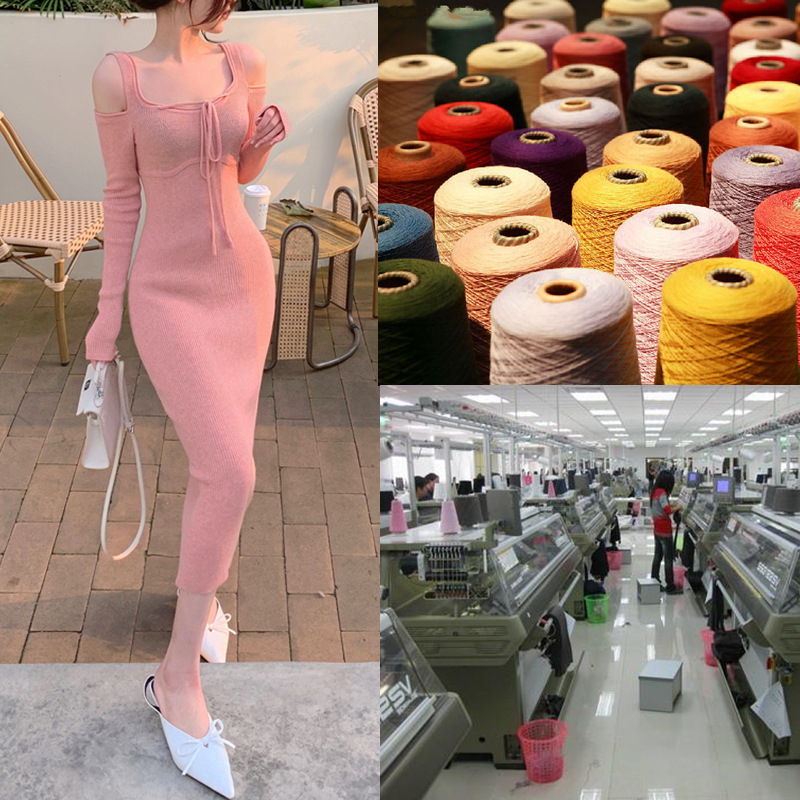 Knitted ice silk linen dress printing garment factory to map sample processing custom small batch custom long skirt