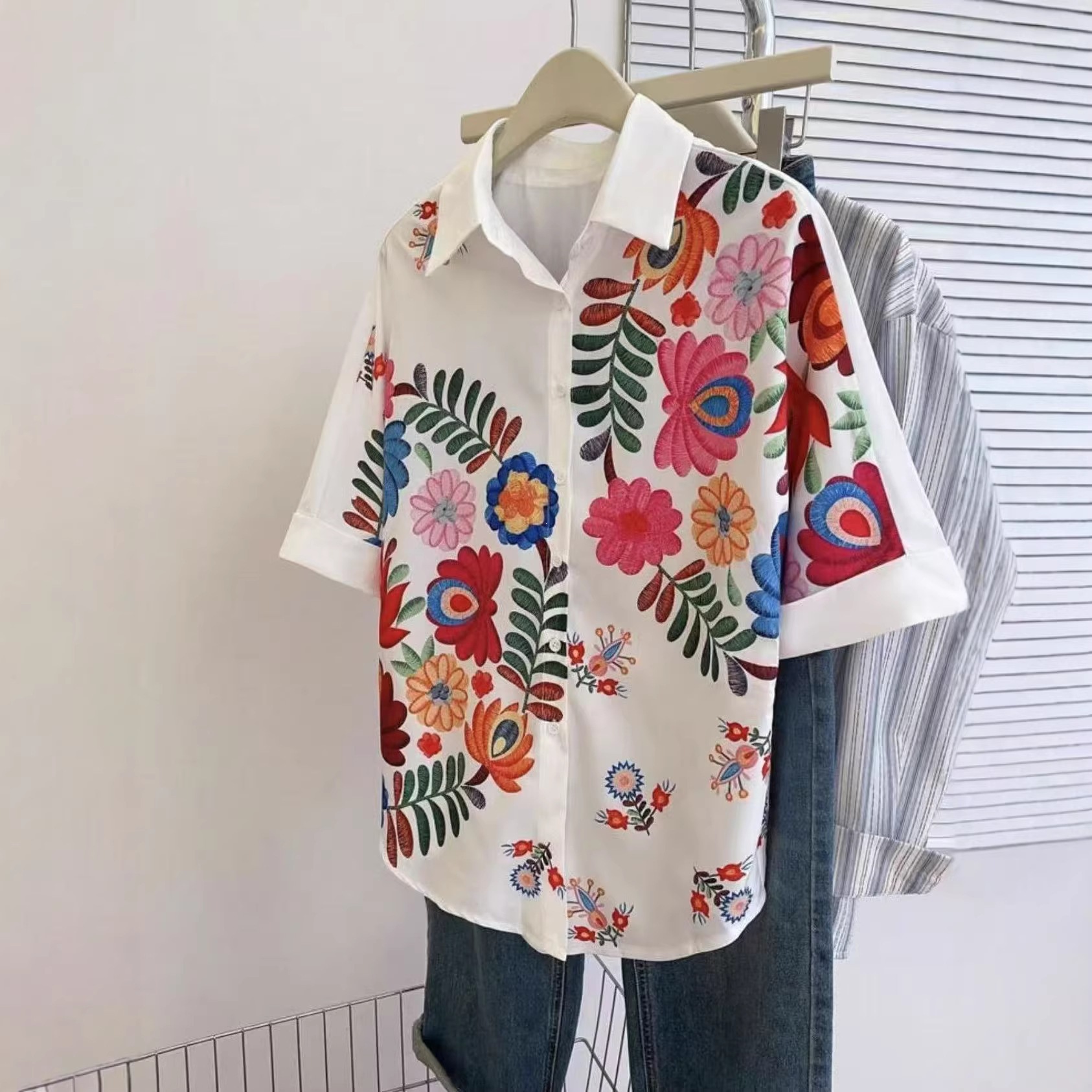 (Cross-border trading), summer shirt, oversize, with short sleeve, Amazon, European style