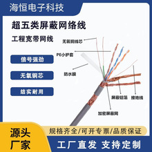 双屏蔽超五类网线无氧铜Cat5e8芯双绞网线电脑工程室外网络连接线