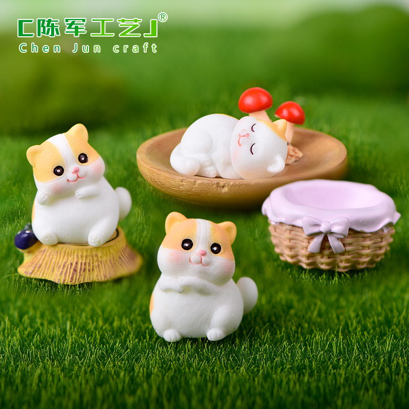 Mèo vàng, tiểu cảnh DIY, vật trang trí sáng tạo, resin nhà vườn mini (z-CJ-342)