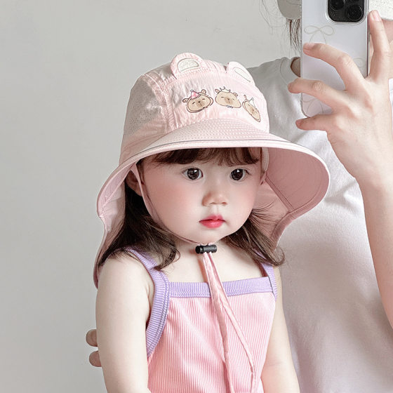 Baby sunshade sunscreen hat shawl big brim men's and women's children's sun hat quick-drying hat 2025 new all-match cute