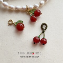 Bulk 'Good Fortune' Agate Fruit Pendant Bracelet DIY Cherry Phone Charms Red Accessories Chinese New Year