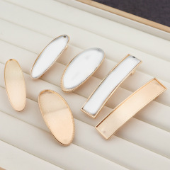 手作り宋錦ヘアピン DIY スプリングクリップアクセサリー蓋溝革パッチ長方形宋錦クリップ卸売