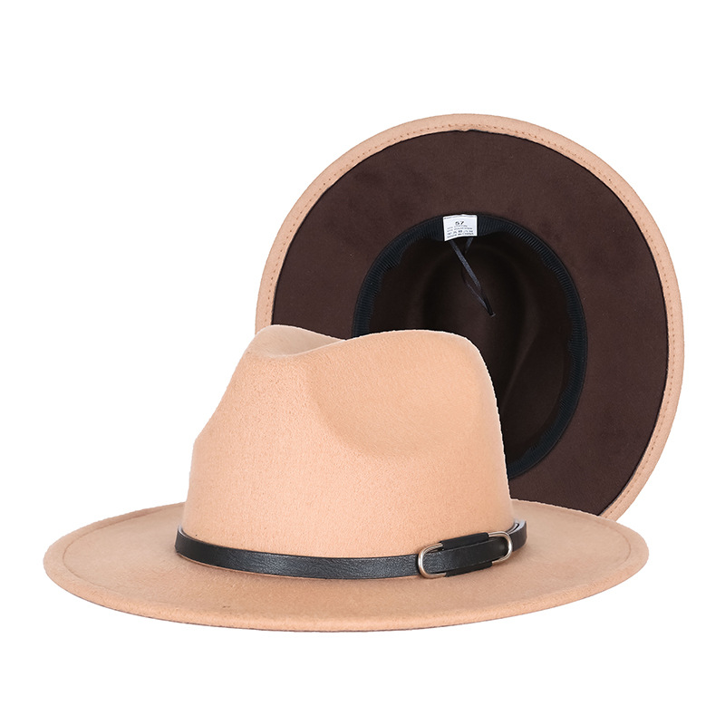 Sombrero de copa otoño e invierno europeo y americano británico contraste color moda Jazz sombrero simple popular color a juego fábrica personalización al por mayor
