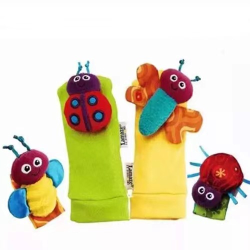 Bebé reloj Correa pulsera amarillo verde mariquita abeja muñeca Correa calcetines con sonajero papel recién nacido educación temprana Juguetes