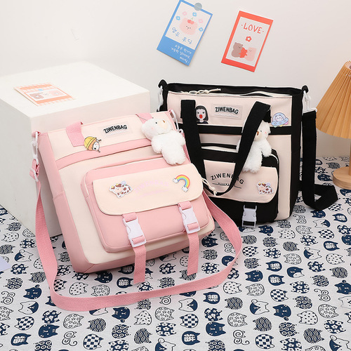 Children's hand-held crossbody bag, junior high school hand-carrying book bag, waterproof tutoring bag, elementary school student male and female multi-purpose large-capacity school bag