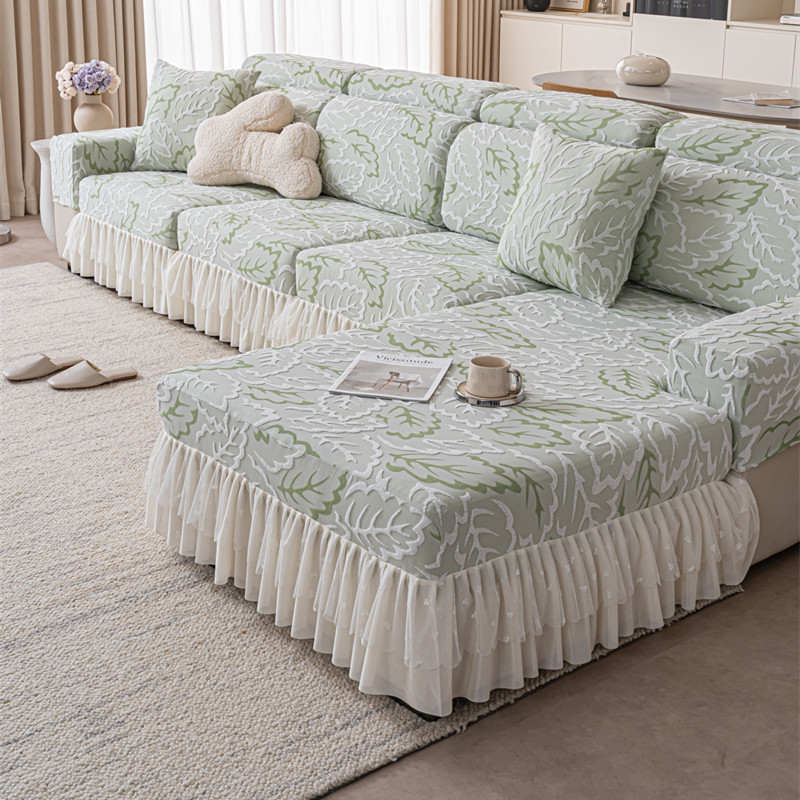 Elastic Sofa Cover for All Seasons, Non-Slip Chaise Combination, All-Inclusive Skirt Style Sofa Cover, Protective Dust Cover