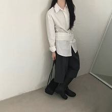 秋上新【single well】意法西装八分裤打褶A字阔腿裤时髦通勤裤子