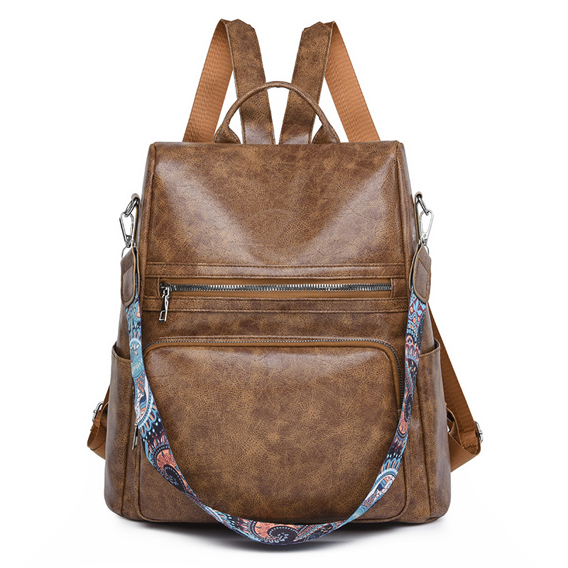 Especial transfronteriza 2024 Nueva Mochila de cuero suave de las mujeres del estilo coreano mochila de viaje antirrobo multifuncional retro de moda