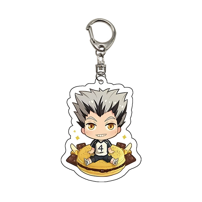 Акриловый брелок (PQ Junior) персонажи Haikyuu!!, 6–6,5 см x 3 мм, кольцо из нержавеющей стали