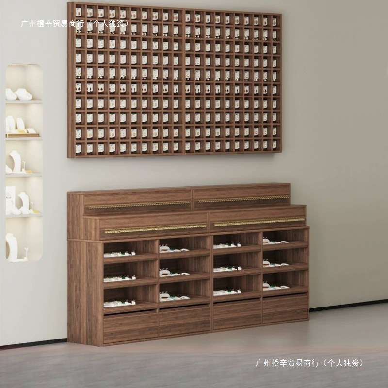 实木饰品柜中岛台展示桌耳环格子柜项链架上墙陈列架展示台中岛柜