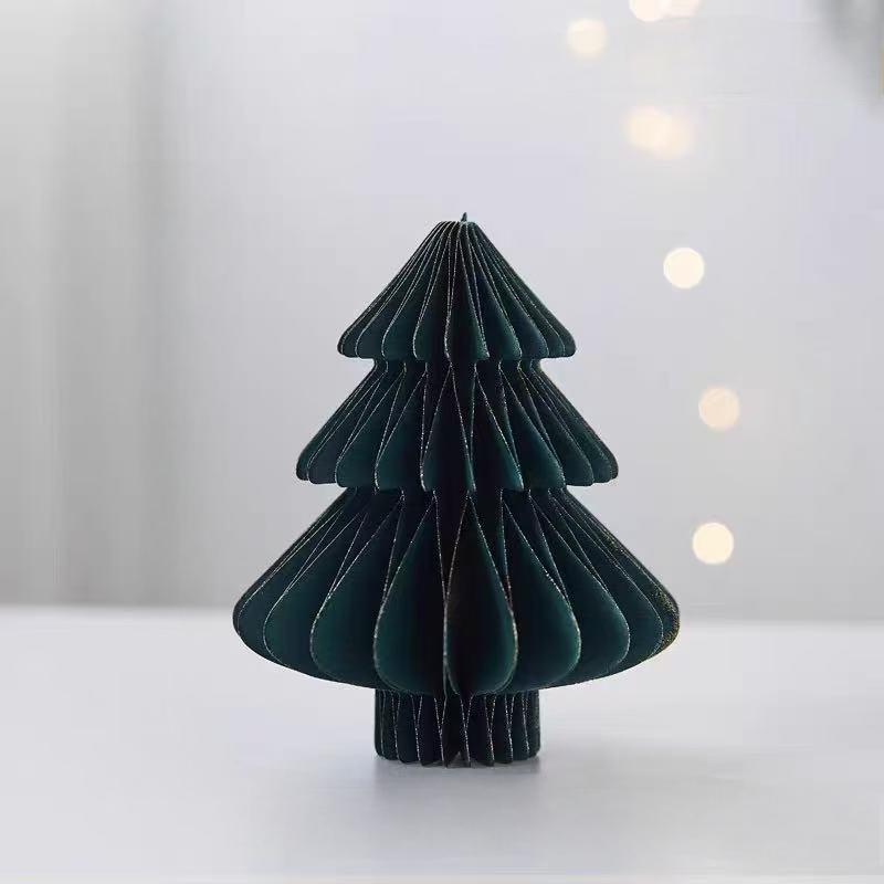 Decoraciones navideñas, adornos de bolas de nido de abeja para decoración navideña, mini árbol de Navidad para escritorio de guardería o centro comercial