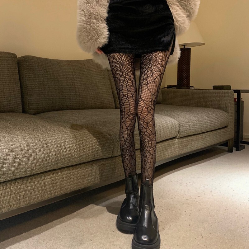 Spider Web Punk Gothic Steam Stockings Harajuku Dark Lolita Lolita Halloween Cut Out Pantyhose