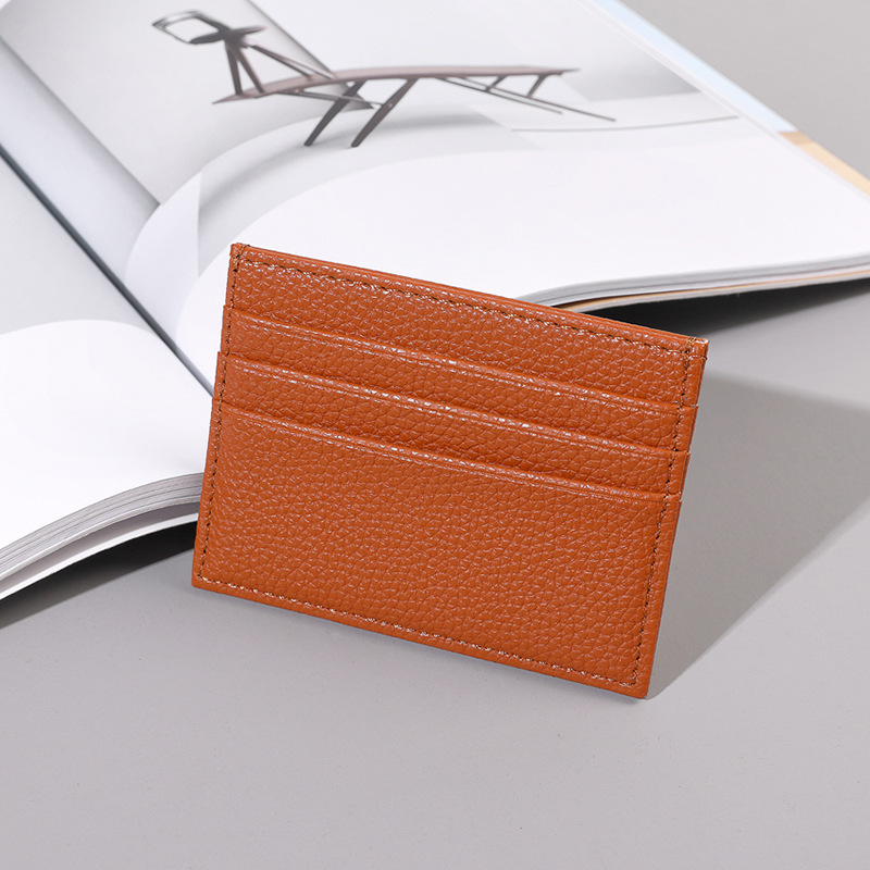 Bolsa de tarjeta de cuero de cepillo anti-desmagnetización de punto transfronterizo, bolsa de tarjeta RFID de gran capacidad de posición de tarjeta múltiple portátil creativa de cuero de la pu