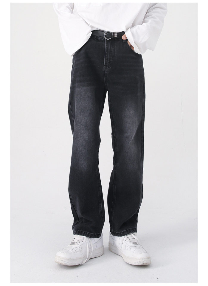 Quần jean nam ống thẳng lửng 9 tấc cạp vừa phong cách Hàn Quốc — Màu xám, Màu đen, Xanh denim, Xanh lam đậm chi tiết 22