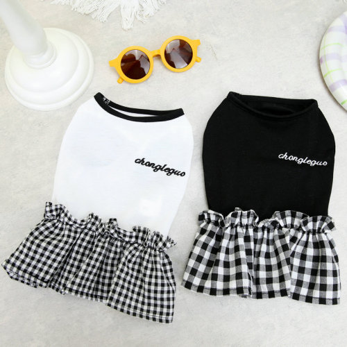 Pet clothes black and white embroidery dress Teddy pet dog warm clothes small and medium-sized dog clothes new fashion accessories