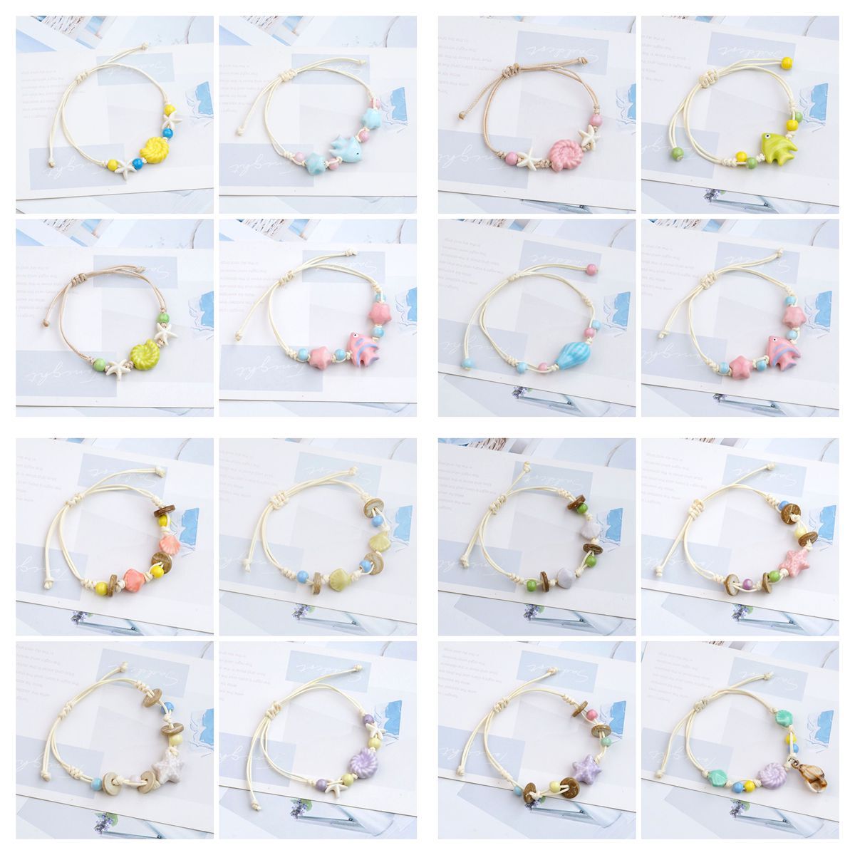 跨境热销产地货源编织陶瓷手链高级感女甜美百搭文艺海洋贝壳手绳