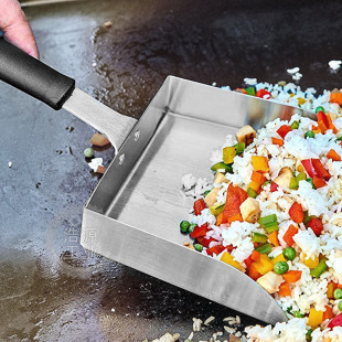 Stainless steel food safety transfer shovel creative French fries snack mobile shovel barbecue tool wide labor-saving food shovel
