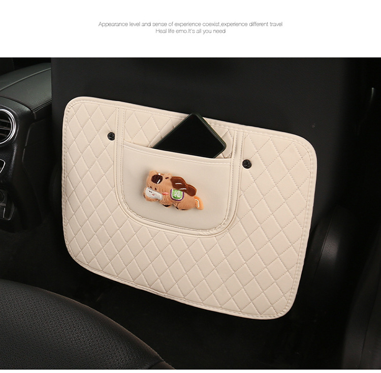 Car Anti-Kick Pad, Children's Seat Back Anti-Kick Pad, New Year of the Horse Quilted Embroidered Leather Anti-Kick Pad, Rear Seat Back Protection Pad
