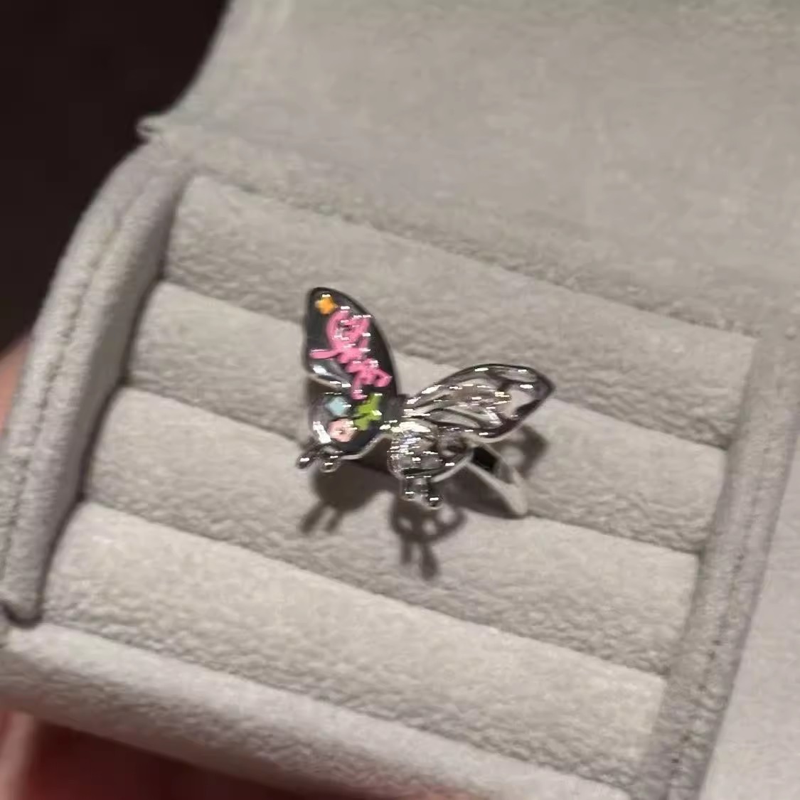 Colorful Butterfly Graffiti Ring For Women Adjustable Enamel Band_voghion.com