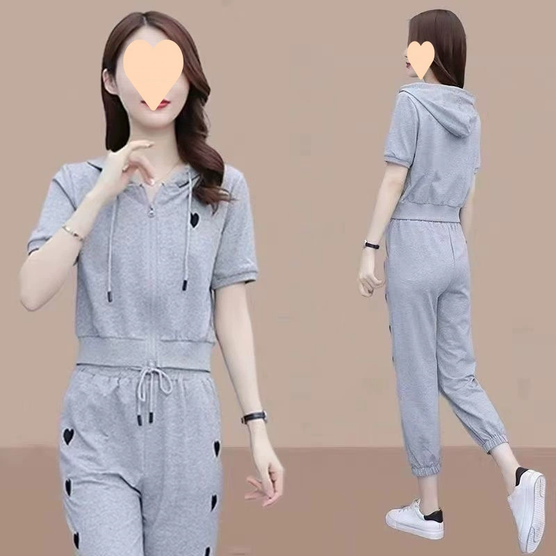 Спортивный костюм Norns Girl: летний комплект с капюшоном, брюки на резинке, короткий рукав 2025